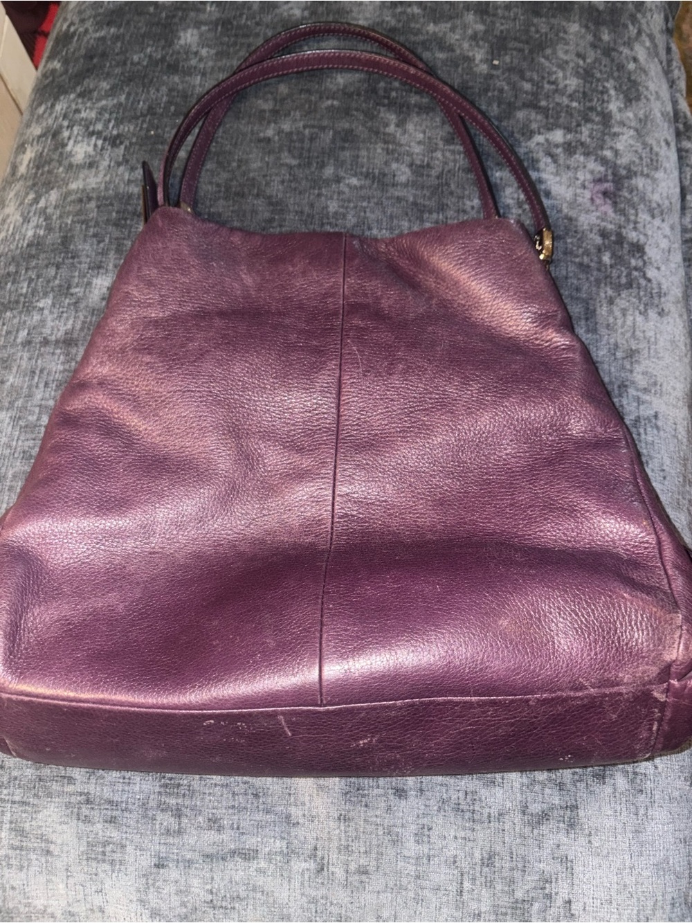 Coach Plum Leather Shoulder Tote
